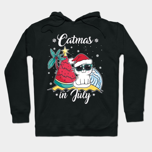 Christmas in July "Catmas in July" Funny Cat Hoodie by FloraLi